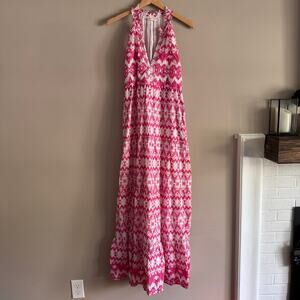 Lola Australia Pink Cotton Summer Printed Maxi Dress Size Medium